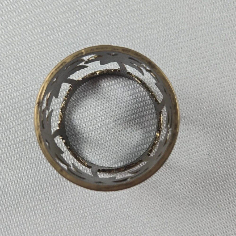 Palm Tree Brass Gold Tone Metal Napkin Rings Tropical Coastal Set of 8